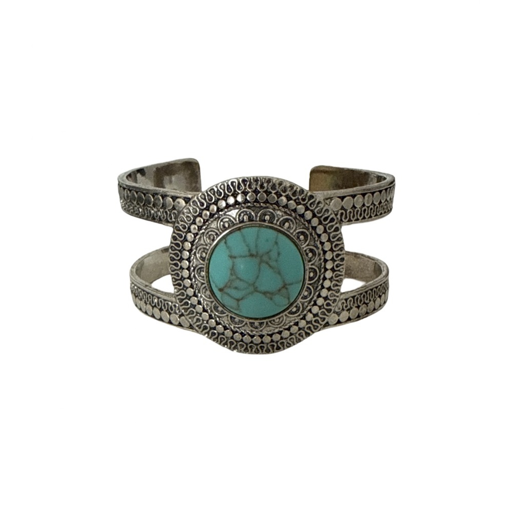 Lucky Brand Silver and Turquoise Cuff Bracelet